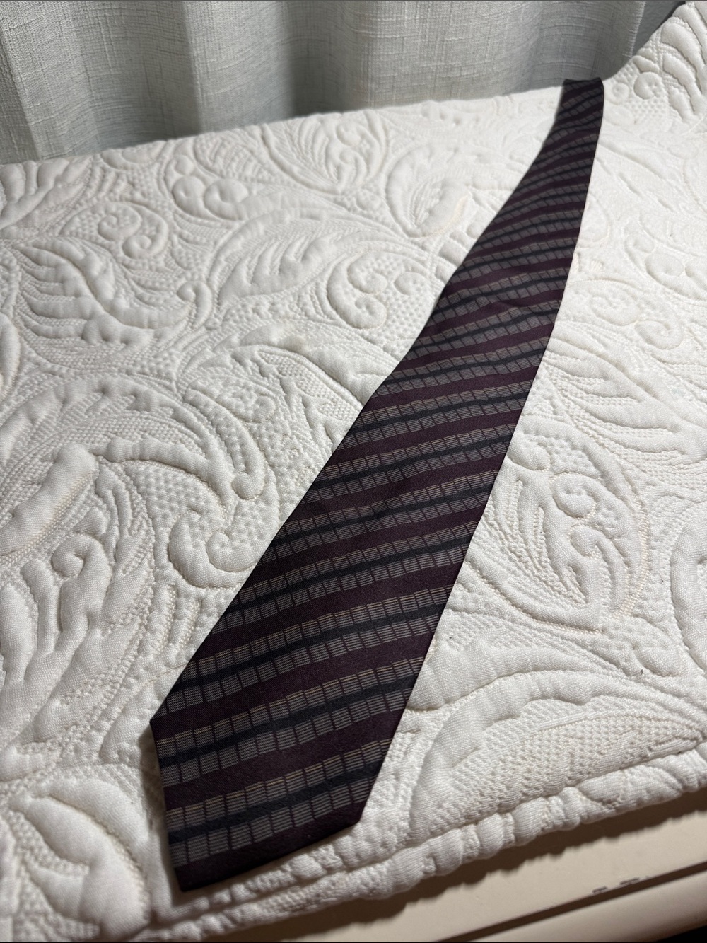 Giorgio Armani Purple and Gray Striped Silk Tie
